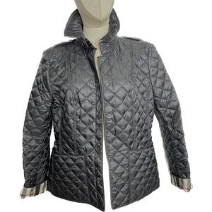Burberry Women's Black Kencott Quilted Button Jacket New W Tag Size Large